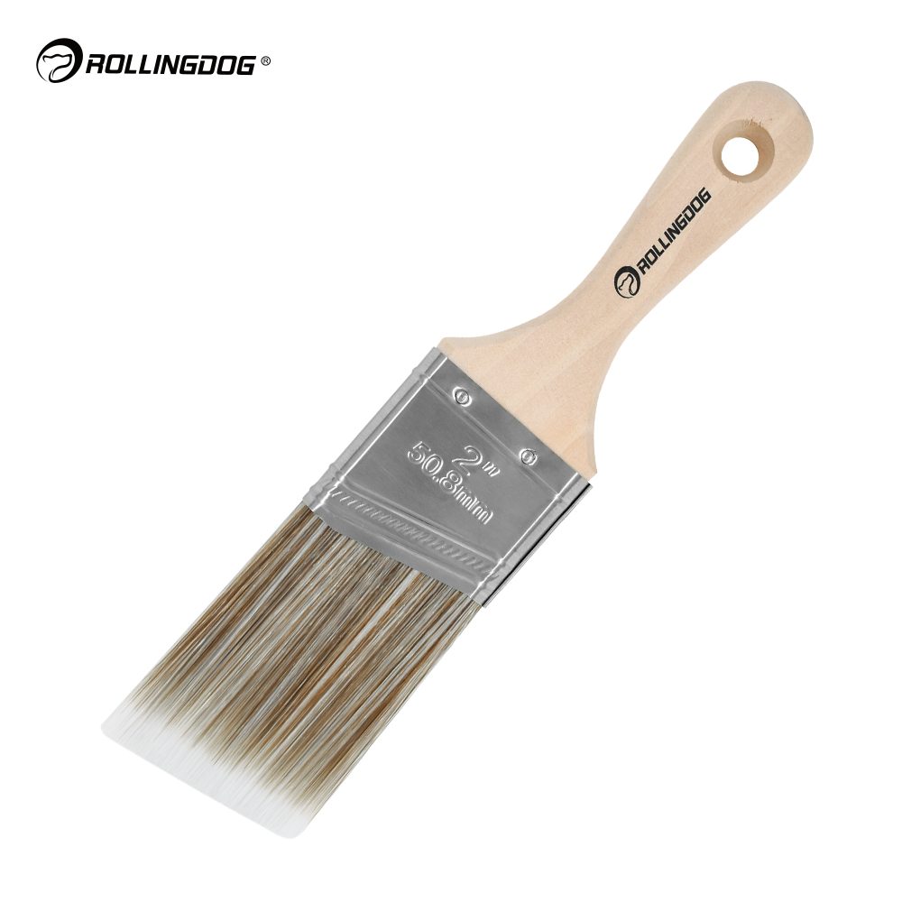 ROLLINGDOG-STANDARD 10286 Angular Paint Brush With Maple Wood Handle For Drawing Lines and Closing Edges