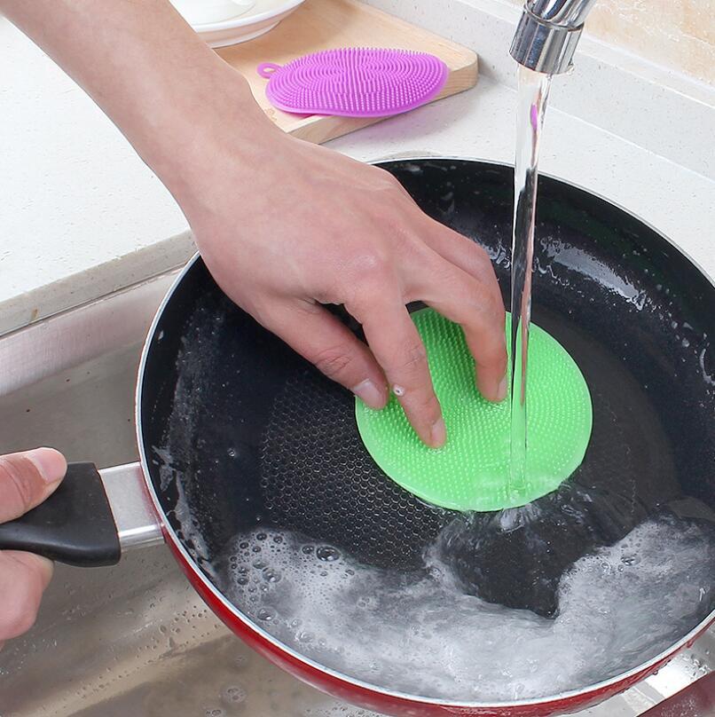Silicone Dishwashing Brush Decontamination Kitchen Cleaning Tools Sponge Dish Washing Scrubber