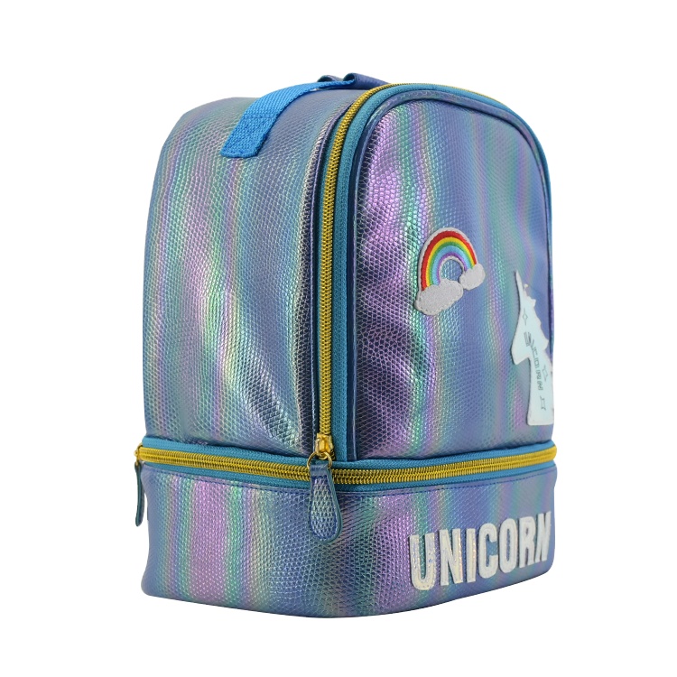 PU rainbow unicorn snakeskin holographic children lunch bags kids lunch box bag lunch bag 2020