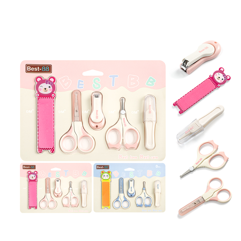 Hot sale Baby Manicure Kit and Pedicure kit Nail Clipper Scissor Baby Nail File Tweezer 5-in-1 Baby Nail Care Kit For Kids