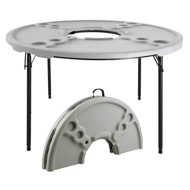 Wholesale Outdoor Camping patio Metal Frame Hdpe Plastic White Round Folding Crawfish Table