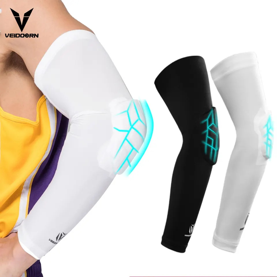 Veidoorn Basketball Elbow Sleeve with Honeycomb Custom Logo Long Non Slip Gym Elbow Brace