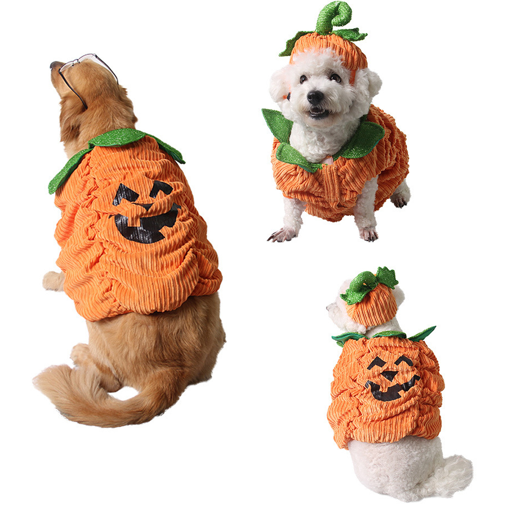 Hot Sale  Cute Luxury Pumpkin Funny Designer Pet Cat Dog Party Costumes Hoodie Holiday Dog Clothes Halloween