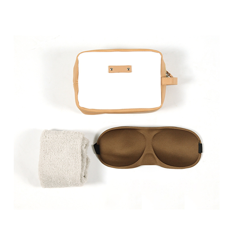 Wholesale Designer PU Leather Waterproof Custom Logo Eye Mask And Socks Travel Toiletry Bag Set With Zipper