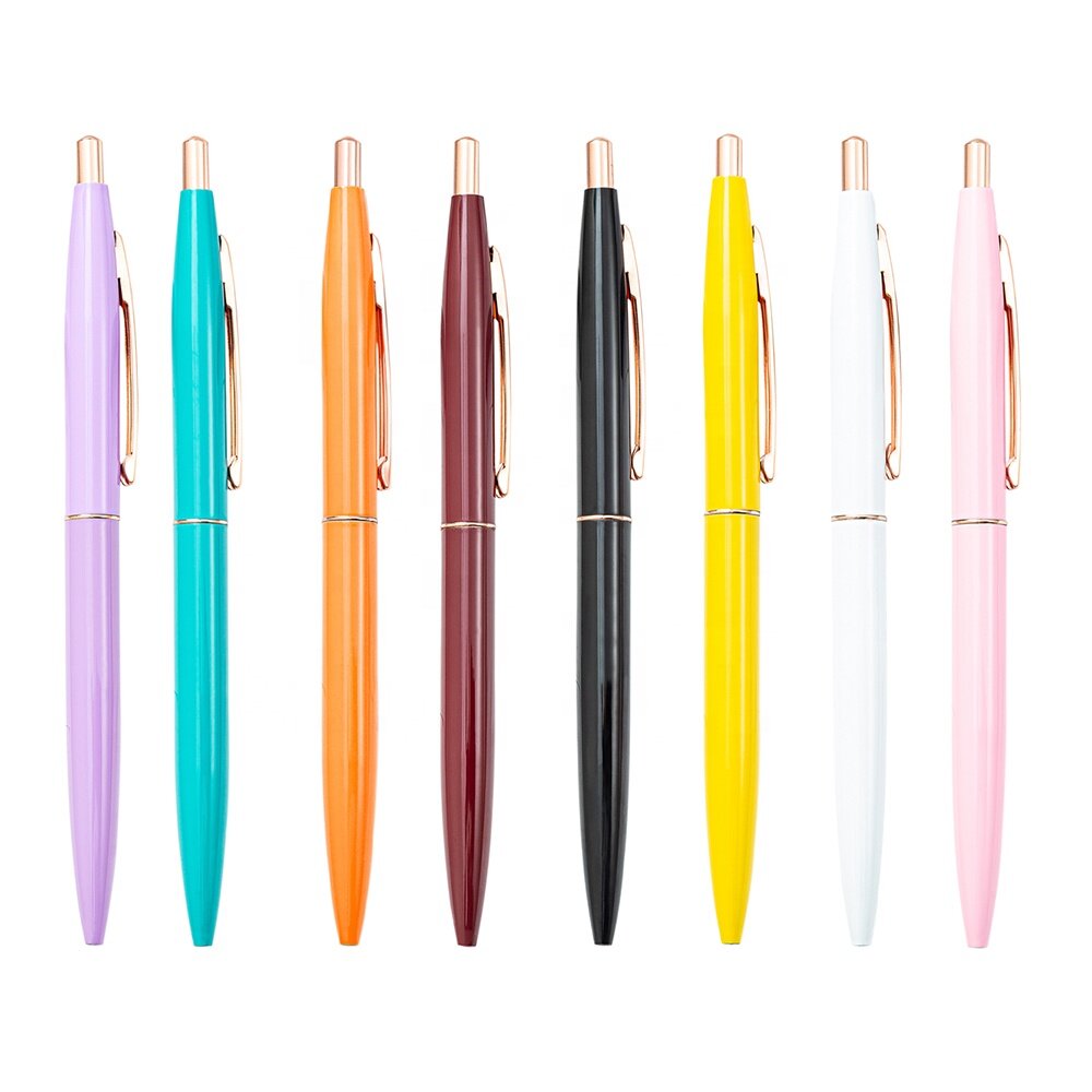 Promotional Coloured Click Ball Point Pens Plastic Handwriting Ballpoint Pen Custom Novelty Fancy Ball Pen