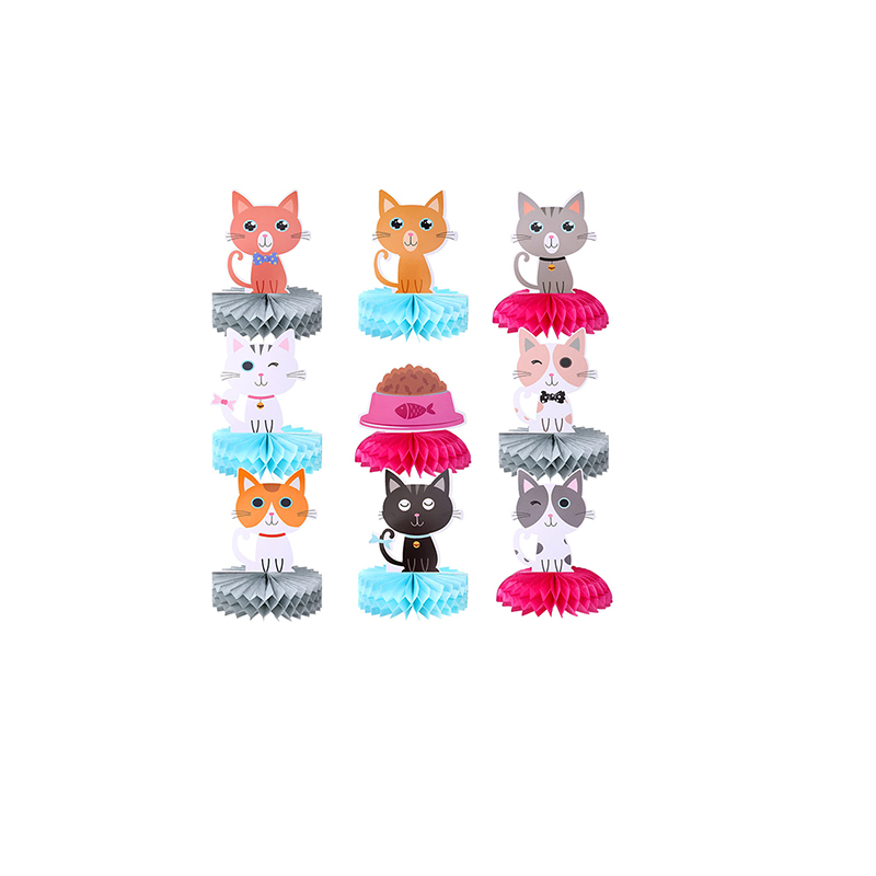 Cat Party Centerpieces for Tables Cat Birthday Party Decorations Honeycomb Table Topper for Baby Shower Girls Birthday Party