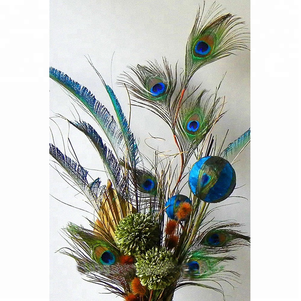 Chirtsmas Decorations Colorful Feather Hanging Ornament Peacock Feather Ball