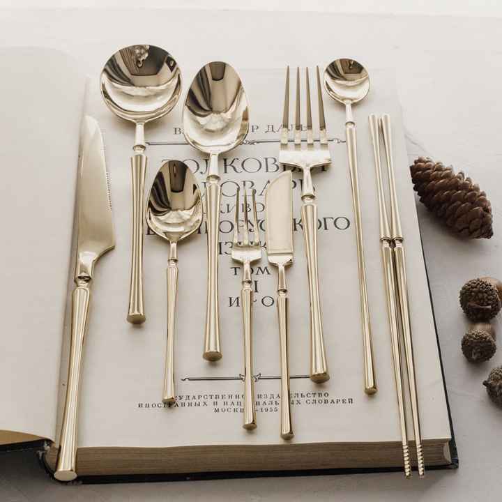 Luxury Canton tower Round Handle heavy Cutlery Wedding Event Flatware dinner knife spoon fork set