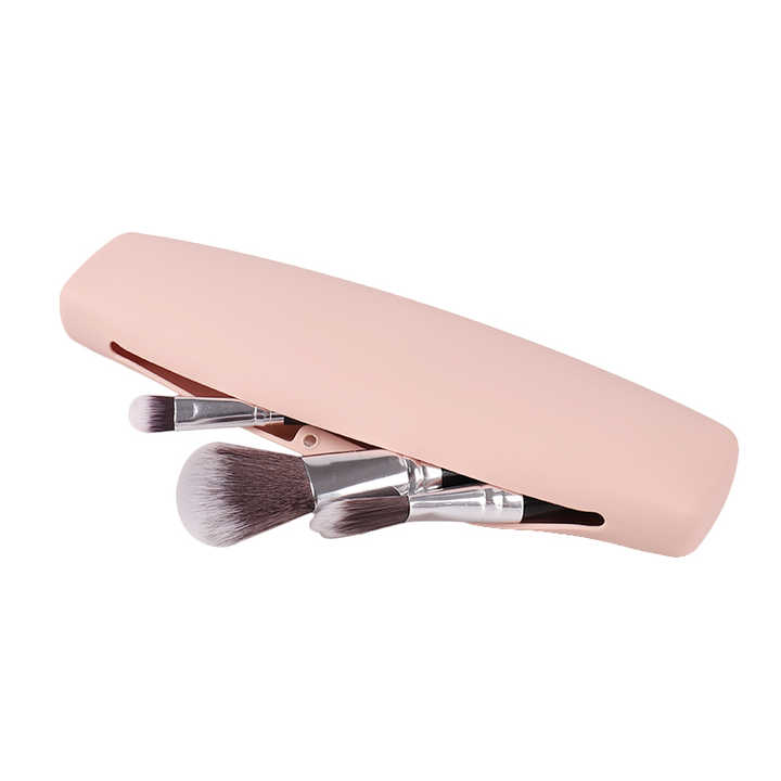 Customized Portable Travel Makeup Brush Pouch Bag Soft Magnetic Silicone Makeup Brush Holder Case For Cosmetic Storage