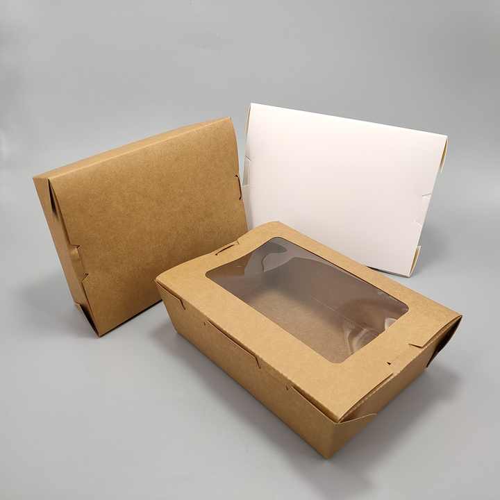 1200ML2100ML Paper Take Out Containers Kraft Lunch Meal Food Boxes Disposable for Restaurant and Catering