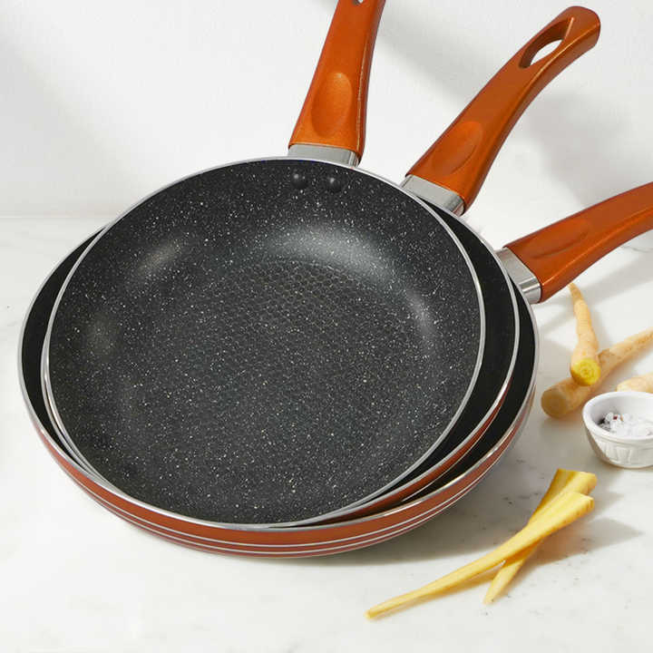 Cookercool Factory hot sale gold color nonstick frying pan set nonstick pans for induction cooktop