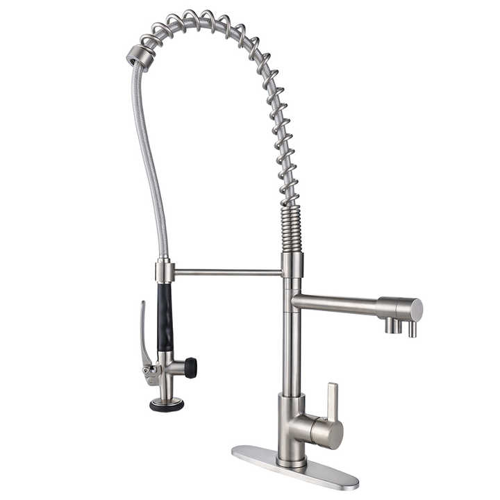 Single-lever Pull Out Kitchen Water Tap Stainless Steel 304 Black Pre-Rinse Sprayer Spring Kitchen Faucet