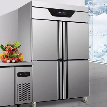 Stainless Steel Commercial Kitchen Cooler and Freezer Hotel Four Doors Vertical Freezer Air Cooling Refrigerator
